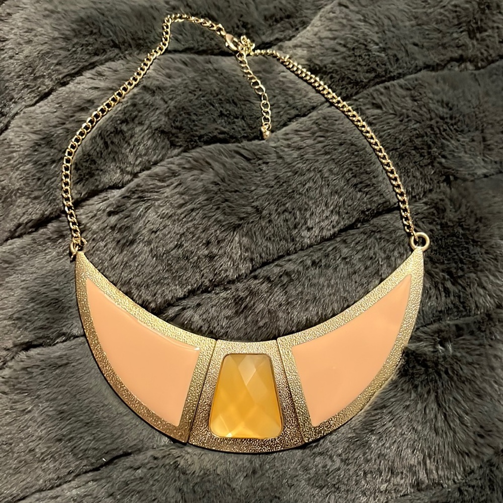 Peach and gold statement necklace